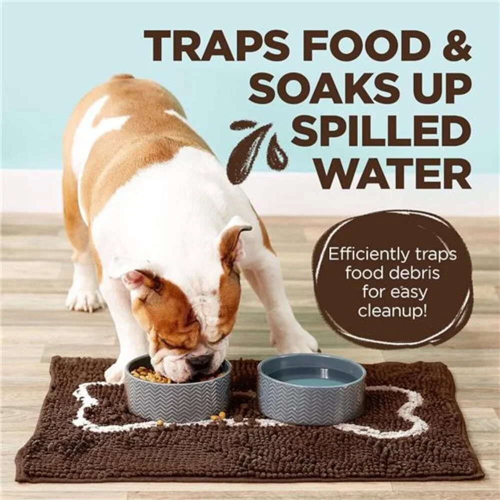 Ultra-Absorbent Dog Door Mat for Food and Water, Microfiber Chenille Dog Mat